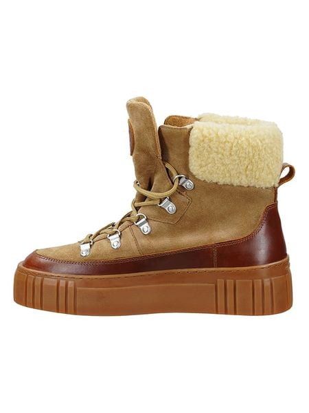 GANT Footwear Skórzane botki "Snowmont" w kolorze jasnobrązowym rozmiar: 40. Brązowe botki GANT Footwear, bez wzorów, ze skóry, bez obcasa, bez zapięcia. Za 455,78 zł.