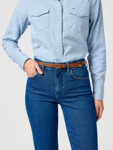 WRANGLER DAMSKI PASEK WRANGLER THIN WESTERN BELT COGNAC 112365349. Brązowe paski Wrangler, bez wzorów. Za 99,99 zł.