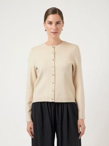 YAS Kardigan "Yas" w kolorze kremowym rozmiar: M. Brązowe kardigany YAS. Za 173,99 zł.