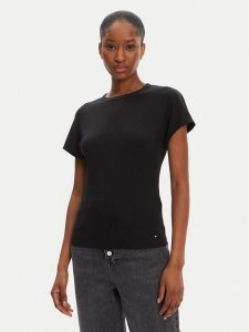 Tommy Hilfiger T-Shirt WW0WW45731 Czarny Slim Fit. Czarne t-shirty TOMMY HILFIGER, m, bez wzorów, z wiskozy, bez kołnierzyka, bez ramiączek. Za 159,99 zł.