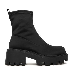 Botki DeeZee. Czarne botki DeeZee, bez wzorów, bez obcasa, na słupku, bez zapięcia. Za 219,99 zł.
