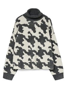 Vero Moda Golf w kolorze kremowo-ciemnoszarym rozmiar: S. Brązowe swetry oversize Vero Moda, s, bez wzorów, z materiału, bez ramiączek. Za 126,99 zł.