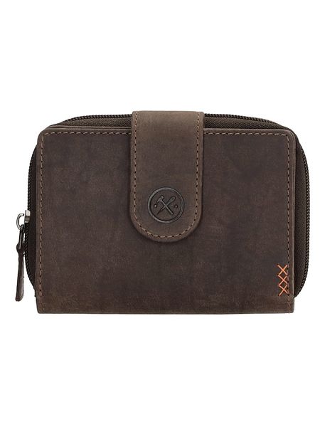 HIDE & STITCHES Skórzany portfel w kolorze brązowym - 12,5 x 9 x 3,5 cm rozmiar: onesize. Brązowe portfele HIDE & STITCHES, bez wzorów, z materiału. Za 139,54 zł.