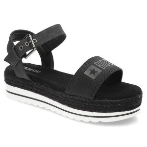 Czarne Sandały Big Star Wygodne Buty Damskie. Czarne sandały Big Star, bez wzorów, ze skóry ekologicznej, bez obcasa, bez zapięcia. Za 179,00 zł.