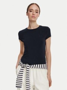 Guess T-Shirt V6YI24 K4787 Granatowy Slim Fit. Niebieskie t-shirty Guess, l, z aplikacjami, z lyocellu, bez kołnierzyka, bez ramiączek. Za 174,99 zł.