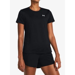 Koszulka szybkoschnąca damska Under Armour Tech SSC. Czarne bluzki Under Armour, bez wzorów, sportowe, bez kołnierzyka, bez ramiączek. Za 98,99 zł.