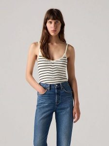 Levi's Top w kolorze kremowo-czarnym rozmiar: M. Brązowe topy Levi's®, m, bez wzorów, prążkowane, bez kołnierzyka, bez ramiączek. Za 91,99 zł.