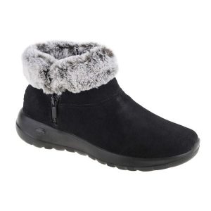 Buty do chodzenia damskie Skechers ON The GO Joy Savvy. Czarne buty trekkingowe Skechers, z materiału, za kostkę, bez zapięcia. Za 289,99 zł.