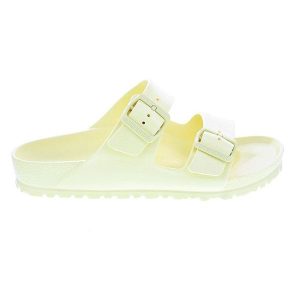Klapki damskie Birkenstock Arizona Eva. Niebieskie klapki Birkenstock, bez wzorów, z materiału, bez obcasa. Za 453,00 zł.