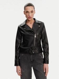 Rinascimento Kurtka z imitacji skóry CFC0119619003 Czarny Regular Fit. Czarne kurtki Rinascimento, xl, bez wzorów, ze skóry, bez kaptura. Za 259,99 zł.