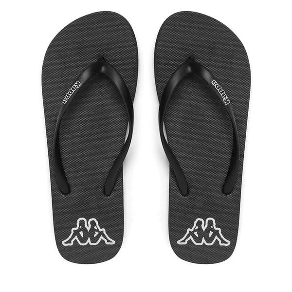 Japonki Kappa. Czarne klapki Kappa, bez wzorów, bez obcasa. Za 49,99 zł.