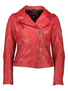 HIS Skórzana kurtka w kolorze czerwonym rozmiar: 44. Czerwone kurtki HIS, bez wzorów, ze skóry, bez kaptura. Za 317,73 zł.