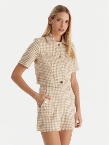 Morgan Bluzka 252-VENU.F Beżowy Regular Fit. Brązowe bluzki Morgan, bez wzorów, z bawełny, bez kołnierzyka, bez ramiączek. Za 379,99 zł.