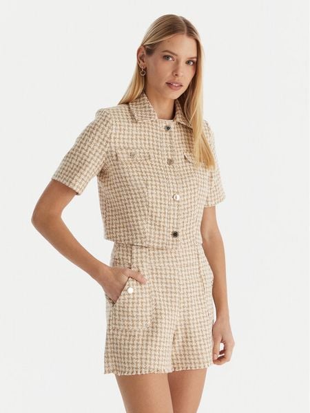 Morgan Bluzka 252-VENU.F Beżowy Regular Fit. Brązowe bluzki Morgan, bez wzorów, z bawełny, bez kołnierzyka, bez ramiączek. Za 379,99 zł.