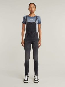 G-Star Ogrodniczki dżinsowe w kolorze antracytowym rozmiar: W27. Czarne kombinezony G-Star, bez wzorów, retro, bez kołnierzyka, bez ramiączek. Za 300,92 zł.