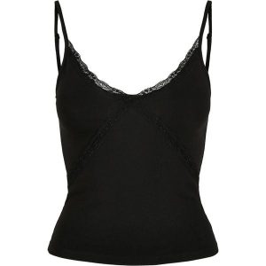 Damski tank top Urban Classics lace 90 s (GT). Czarne topy Urban Classics, s, bez wzorów, z koronki, bez kołnierzyka, bez ramiączek. Za 134,50 zł.