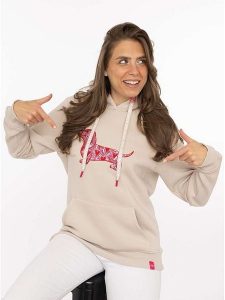 Zwillingsherz Bluza "Dachshund Heart" w kolorze beżowym rozmiar: XXL. Brązowe bluzy Zwillingsherz, xxl, bez wzorów, z kapturem. Za 195,45 zł.