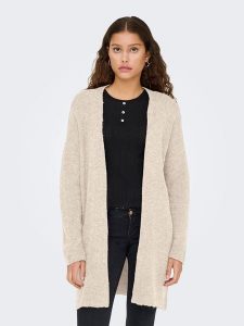 ONLY Kardigan w kolorze beżowym rozmiar: L. Brązowe kardigany ONLY, l, bez wzorów, ze splotem, bez ramiączek. Za 122,38 zł.