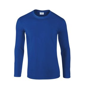 Koszulka Z Długim Rękawem Dla Dorosłych Unisex Soft Touch. Niebieskie bluzki GILDAN, s, bez wzorów, sportowe, bez kołnierzyka, bez ramiączek. Za 50,99 zł.