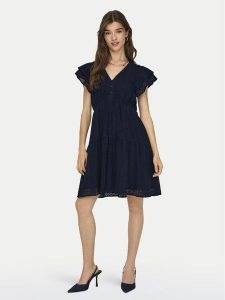 ONLY Sukienka letnia Helena 15303058 Granatowy Regular Fit. Niebieskie kombinezony ONLY, na lato, l, bez wzorów, z bawełny, bez kołnierzyka, bez ramiączek. Za 199,99 zł.