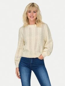 ONLY Sweter Rubina 15317515 Beżowy Regular Fit. Brązowe swetry klasyczne ONLY, l, z wiskozy, bez kołnierzyka. Za 159,99 zł.