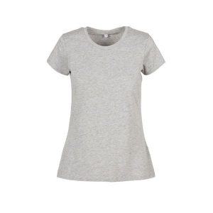 Koszulka Damska/kobieca Basic Heather. Szare bluzki BUILD YOUR BRAND, xl, bez wzorów, sportowe, bez kołnierzyka, bez ramiączek. Za 49,99 zł.