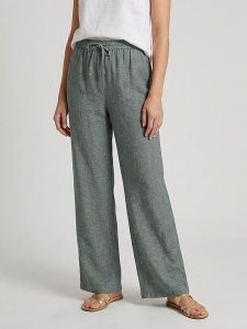 MOSS COPENHAGEN Spodnie "Viana" w kolorze zielonym rozmiar: L. Zielone spodnie z wysokim stanem Moss Copenhagen, bez wzorów, z materiału, z podwyższonym stanem. Za 174,95 zł.