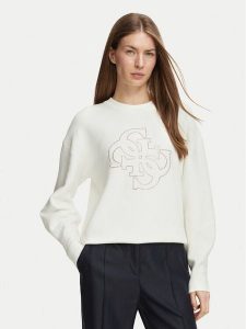 Guess Sweter W6BR52 Z1453 Kremowy Regular Fit. Białe swetry klasyczne Guess, xl, bez kołnierzyka. Za 434,99 zł.