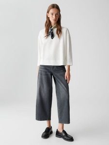 OPUS Bluza "Gelix" w kolorze białym rozmiar: 40. Białe bluzy Opus, bez wzorów, z bawełny, bez kaptura. Za 104,99 zł.