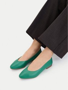 Lasocki Baleriny CEO-RST-KAJA-66K Zielony. Zielone balerinki Lasocki, bez wzorów, ze skóry, bez obcasa, bez zapięcia. Za 149,99 zł.