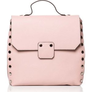 Pudrowa Elegancka Torebka - Plecak z Metalowymi Nitami. Plecaki marki Molly.pl. Za 139,90 zł.