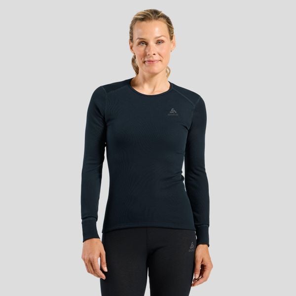 Koszulka termoaktywna z długim rękawem damska ODLO Active Warm BL Top Crew Neck. Niebieskie koszule nocne ODLO, bez wzorów, bez ramiączek. Za 259,99 zł.