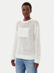Tommy Jeans Sweter DW0DW20262 Écru Relaxed Fit. Swetry klasyczne Tommy Jeans, m, z jeansu, bez kołnierzyka. Za 259,99 zł.
