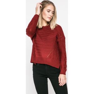 Only - Sweter Jemma. Brązowe swetry klasyczne marki ONLY, z dzianiny, z okrągłym kołnierzem. W wyprzedaży za 49,90 zł.