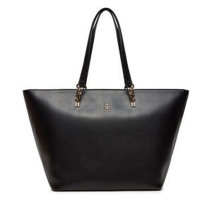 Torebka Tommy Hilfiger. Czarne shopper bag TOMMY HILFIGER, bez wzorów, z nylonu, bez dodatków. Za 389,99 zł.