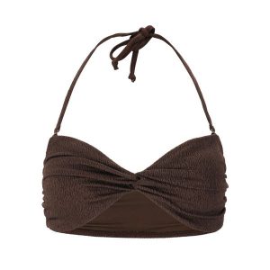 Damski top do kostiumu kąpielowego Athlecia Larinie. Brązowe bikini Athlecia, bez wzorów. Za 168,50 zł.