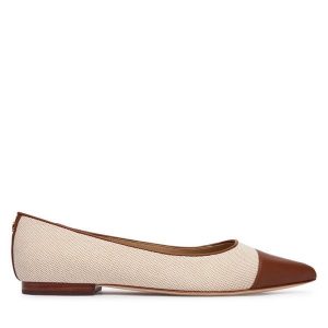 Baleriny LAUREN RALPH LAUREN. Brązowe balerinki Lauren Ralph Lauren, bez wzorów, bez obcasa, bez zapięcia. Za 468,99 zł.