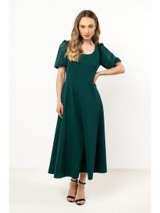 Awama Sukienka w kolorze zielonym rozmiar: XL. Zielone sukienki Awama, xl, bez wzorów, bez kołnierzyka, bez ramiączek, maxi. Za 202,50 zł.