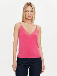 Vero Moda Top Imila 10307232 Różowy Regular Fit. Czerwone topy Vero Moda, s, bez wzorów, z syntetyku, bez kołnierzyka, bez ramiączek. Za 109,99 zł.