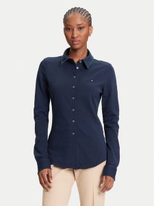 Tommy Hilfiger Koszula 1985 WW0WW43528 Granatowy Slim Fit. Niebieskie koszule TOMMY HILFIGER, xs, bez wzorów, z bawełny, bez kołnierzyka, bez ramiączek. Za 299,99 zł.