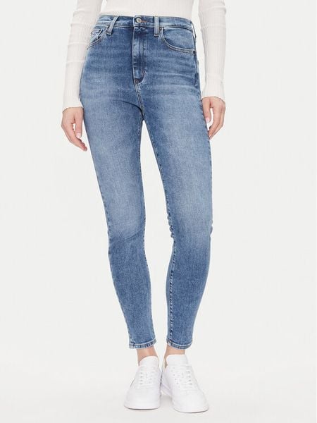 Tommy Jeans Jeansy Sylvia Hgh Skn Bi0234 Co DW0DW20655 Niebieski Slim Fit. Niebieskie jeansy Tommy Jeans, bez wzorów, z bawełny. Za 259,99 zł.