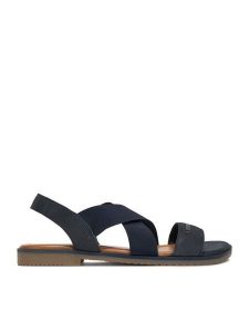 Lasocki Sandały CEO-WI16-DOROTHY-01 Granatowy. Niebieskie sandały Lasocki, bez wzorów, z nubiku, bez obcasa, na płaskiej podeszwie, bez zapięcia. Za 139,99 zł.