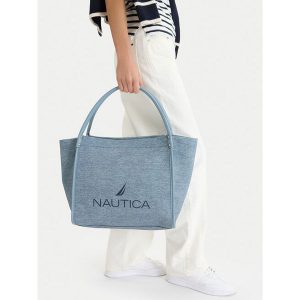 Torebka Nautica. Niebieskie shopper bag Nautica, bez wzorów, bez dodatków. Za 179,99 zł.