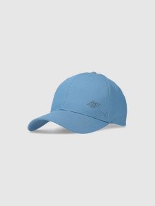 4F Czapka z daszkiem strapback uniseks - niebieska L/XL. Niebieskie czapki 4f, bez wzorów, z bawełny, sportowe. W wyprzedaży za 39,99 zł.