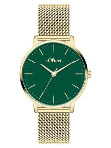 S.Oliver Zegarek kwarcowy w kolorze złoto-zielonym rozmiar: onesize. Zielone, analogowe zegarki s.Oliver. Za 173,99 zł.
