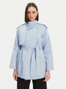 Morgan Trencz 251-GLINE Błękitny Relaxed Fit. Niebieskie płaszcze Morgan, bez wzorów, z syntetyku, bez kaptura. Za 349,99 zł.