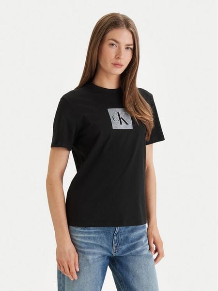 Calvin Klein Jeans T-Shirt LV047F819G Czarny Classic Fit. Czarne t-shirty Calvin Klein Jeans, l, bez wzorów, z bawełny, bez kołnierzyka, bez ramiączek. Za 129,99 zł.