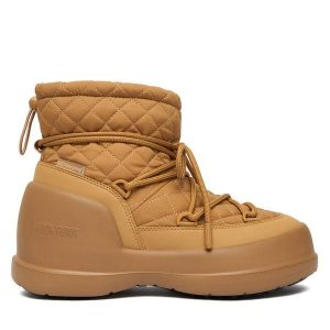 Śniegowce Moon Boot. Brązowe buty zimowe Moon Boot, bez obcasa, bez zapięcia. Za 899,99 zł.