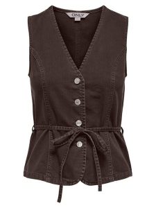 ONLY Top Silla 15374051 Brązowy Regular Fit. Brązowe topy ONLY, l, bez wzorów, z bawełny, bez kołnierzyka, bez ramiączek. Za 169,99 zł.