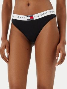 Tommy Hilfiger Stringi UW0UW06039 Czarny. Czarne stringi TOMMY HILFIGER, bez wzorów, z bawełny. Za 69,99 zł.